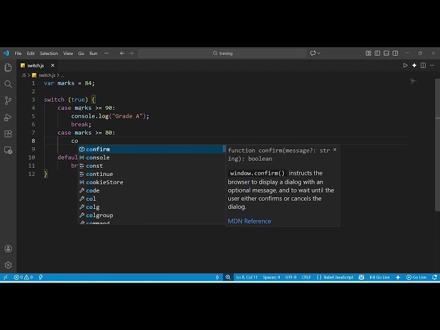 JavaScript Switch Statement Program to Calculate Student Grade | Step by Step Explanation