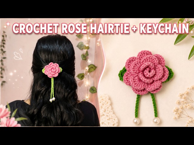 Make This Cute Crochet Rose Hair Tie & Keychain | Beginner Friendly Tutorial | Easy and Cute