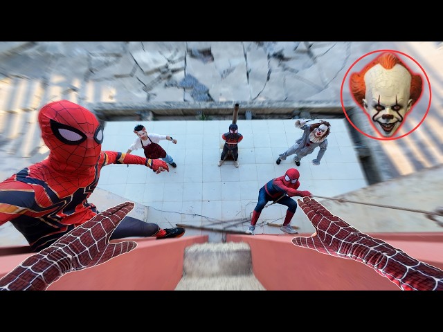 5 Spider-Man Bros Defeat Pig Man & Pennywise at an Abandoned Lighthouse ( Action POV )