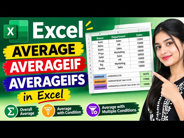 AVERAGE, AVERAGEIF & AVERAGEIFS in Excel | Excel Functions Explained with Examples | Excel Tutorial