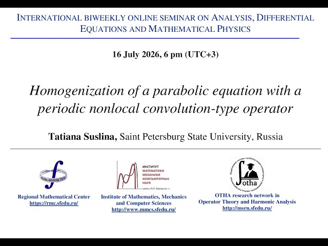Seminar on Analysis, Differential Equations and Mathematical Physics - Tatiana Suslina