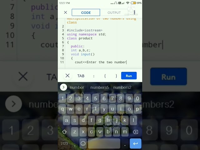 write a C++ program to find multiplication of two numbers using class. #shorts