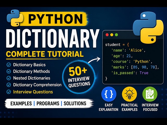 Python Dictionary Complete Tutorial | Methods, Nested Dictionary & Interview Questions |