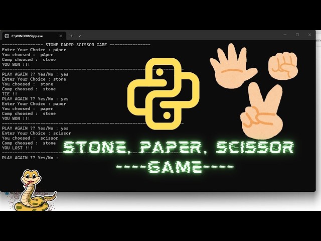 Code With Me : Stone Paper Scissors Game in Python 💻 | Realistic Coding Session (no talking)