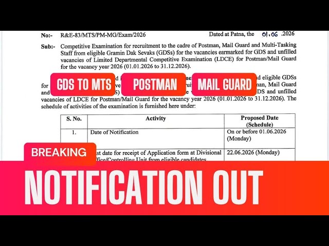 GDS TO MTS | PM | MG - Notification Released for 2026 Departmental Exam.