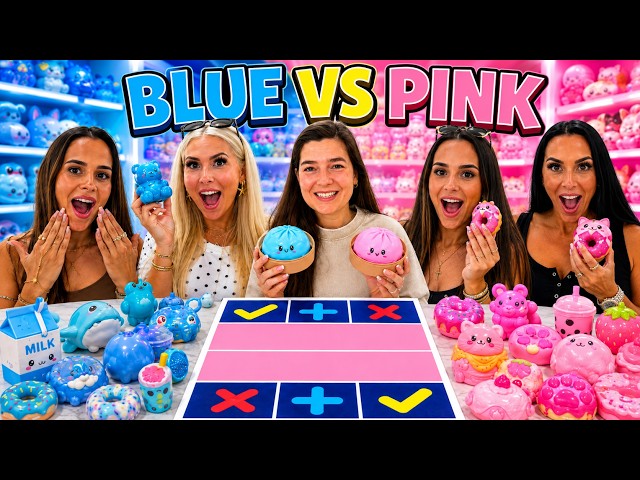 Blue vs Pink Squishy Trading Challenge! (Ft. Jordynne Hahn, Mamahahn, Kayla & Hayley Rushetsky)