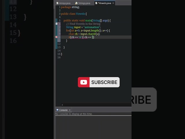 Vowels in String #java #india #technology #youtube #youtubeshorts #india