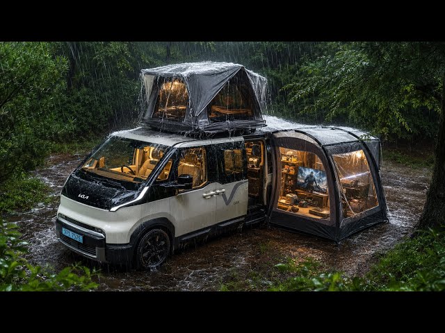 ⭐ €5,900 camper van Kia PV5 de lujo bajo lluvia intensa 🌧️