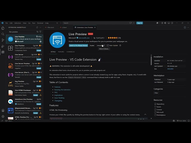 How to get live preview in VS Code