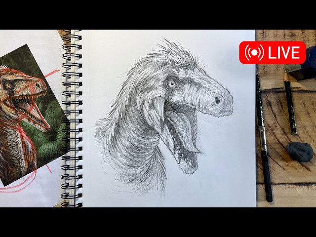 How to Draw a Utah Raptor 🔴 LIVE Workshop