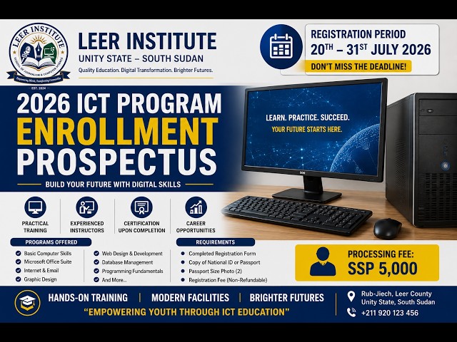 Leer Institute 2026 ICT Program | Computer Training Enrollment Now Open