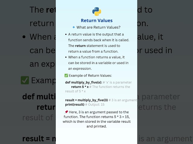 "Python Return Values Explained | How to Use the return Statement in Functions" | Python #13