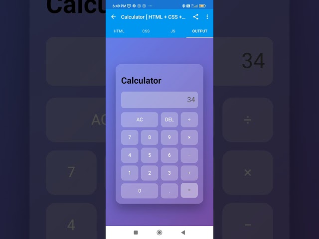 Calculator Using HTML CSS And jQuery #html #css #shorts #javascript #jquery #webdevelopment #shorts
