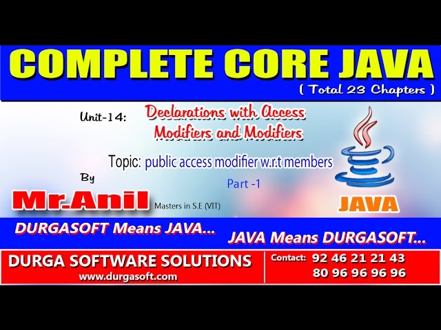 Core Java Declarations with Access Modifiers  public access modifier w r t members Part-1