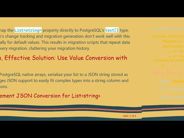 Handling List string  Password History in EF Core with PostgreSQL