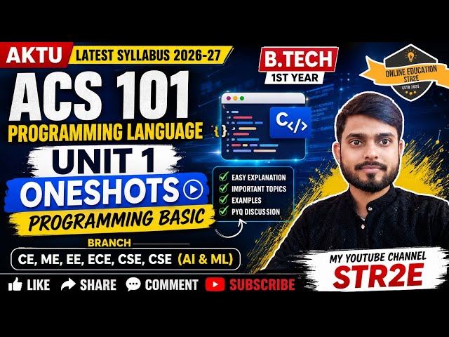 ACS 101 Unit 1 🔥 Complete Programming Basics | AKTU Latest Syllabus 2026-27