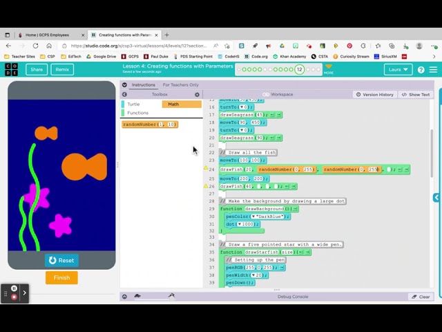 Code.org Turtle Programming 4.12 Tutorial