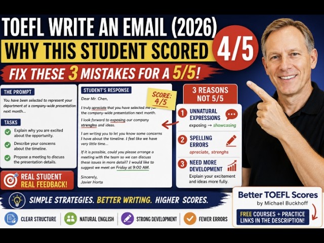TOEFL Write an Email 2026 | Why This Student Scored 4/5 — Fix These 3 Mistakes for a 5/5