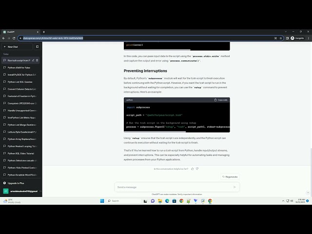 Run tcsh script without interruption after called from python