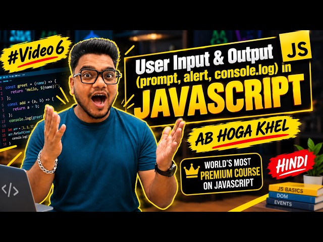 User Input and Output in JavaScript | Prompt, Alert , console | Complete JavaScript Course | #Video6