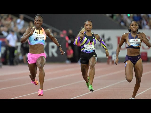 10.70! Alfred Beats Melissa and sets National Record in INSANE Finish 🇱🇨🔥| Zurich 100m