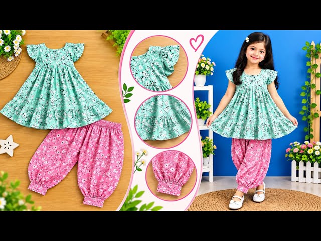 Easy Cotton Baby Frock and Salwar Cutting and Stitching | Beautiful Kids Frock Design Cutting Sti...