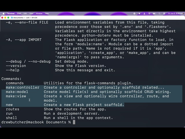 Flask Commands   Part 9   Read the CLI at a Glance with   help