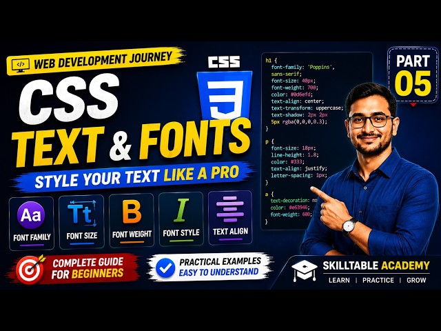 CSS Fonts & Text Tutorial in Hindi | Font Family, Text Align & Text Decoration | CSS Part 05