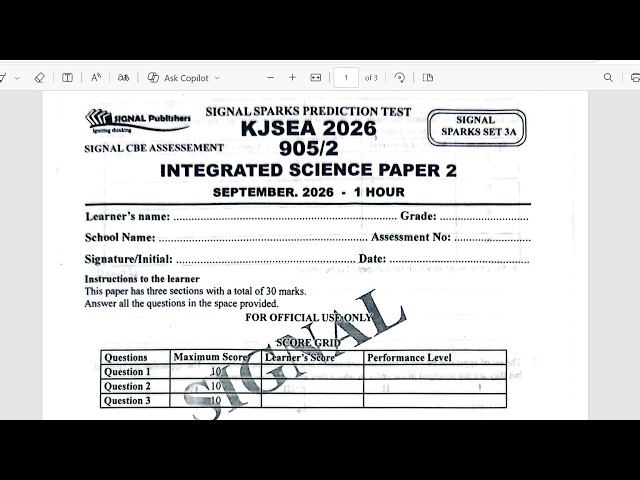 GRADE 9 INTEGRATED SCIENCE PAPER 2 PRACTICAL | SIGNAL SPARK SET 3A | FULL REVISION & SOLUTIONS