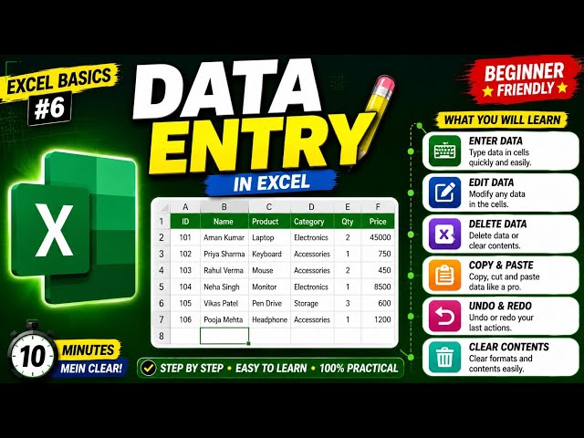 Excel Data Entry Full Tutorial | Complete Beginner Guide in Hindi