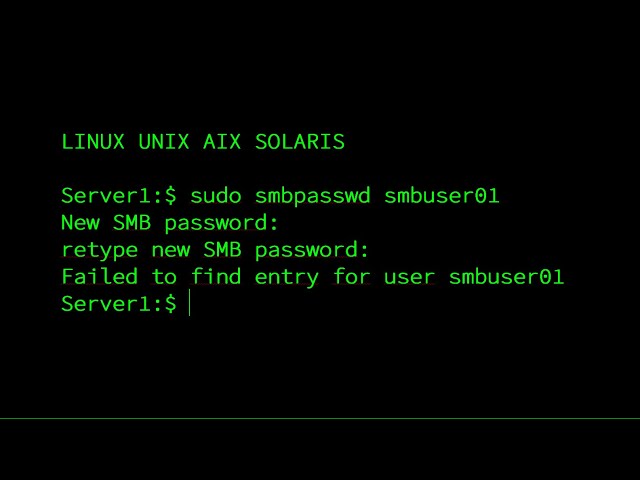Linux Unix Aix Reset Samba User Password Failed to find entry for user
