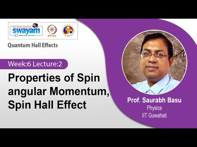 Lec 16: Properties of Spin angular Momentum, Spin Hall Effect