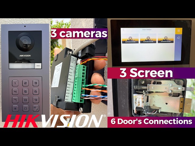 How to Install Hikvision IP Video Intercom  Full Setup for 3 Door Station 3 Monitors 3 Electric Lock