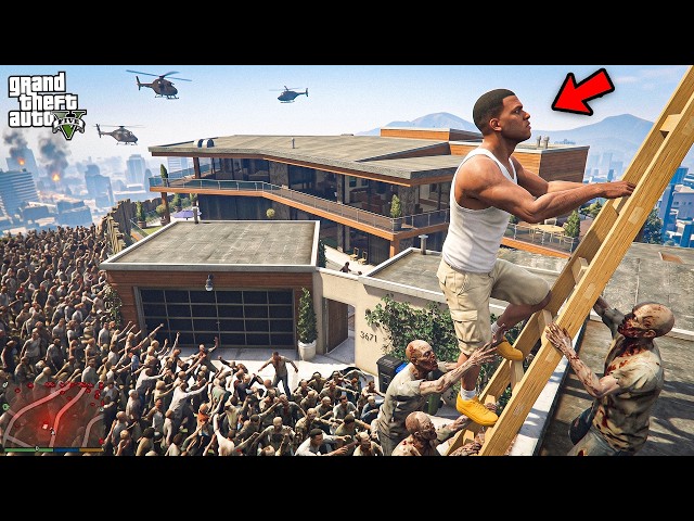 Franklin Climbs Ladder To Escape Zombies In 100 DAYS Zombie Apocalypse Survival !