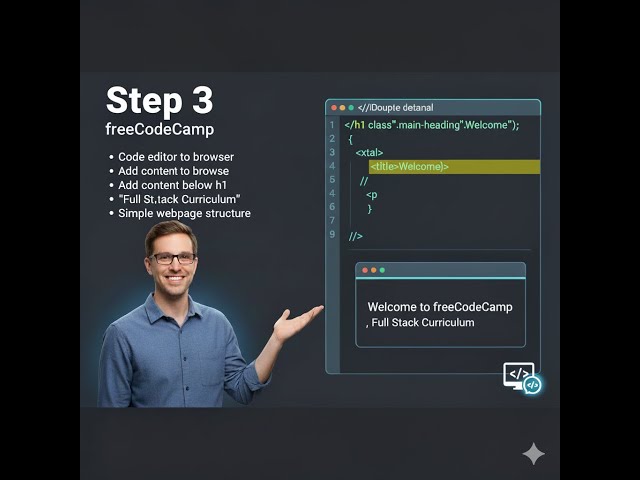 Basic HTML for Beginners | Step 3 – Add Text Content Below Headings (Full Stack Curriculum)