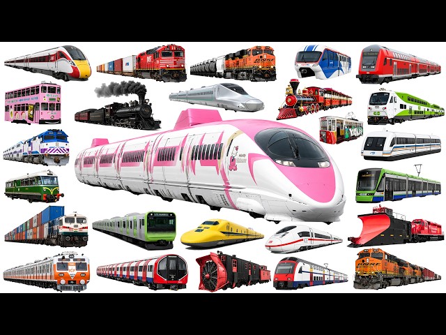50 Railway Vehicles for Kids | Learn Railway Transport in English | Trains, Subways & More