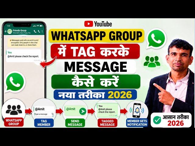 How to Tag Someone in a WhatsApp Message | New Way to Mention in a Group 2026