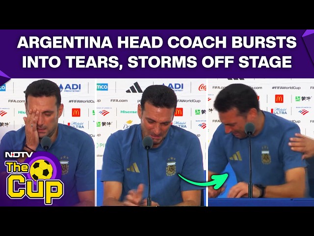 Spain Vs Argentina Highlights | Argentina Head Coach Scaloni Bursts Into Tears, Storms Off Stage