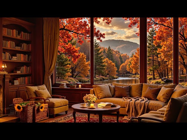 Warm Fall Morning Jazz at Indoor Coffee Shop Ambience 🍂 Relaxing Bossa Nova for a Serene Mind