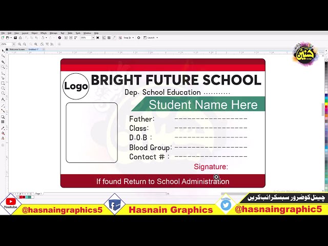 How to design student ID card in Coreldraw | Step by step tutorial | professional id card design