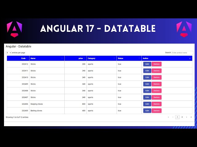 Implement dataTable in angular 17 standalone template | angular-datatable