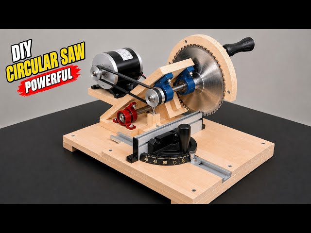 Making a Powerful DIY Circular Saw Machine From Scrap Wood & An Old Motor | DIY Woodworking