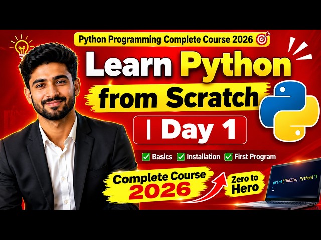 Learn Python from Scratch | Day 1 | Zero to Hero 2026 #python