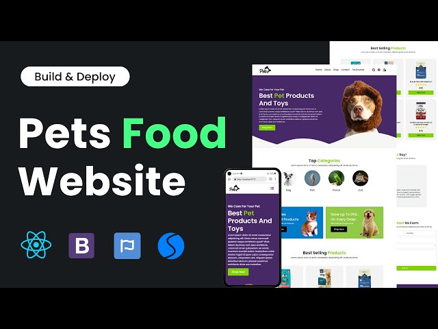Build a Fully Responsive Modern Pets Food Website | React.js, Bootstrap, Swiper.js