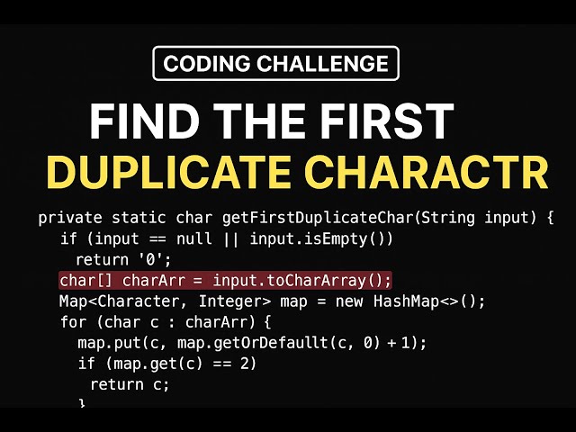 🔥 Java Coding Challenge: Find the First Duplicate Character in a String