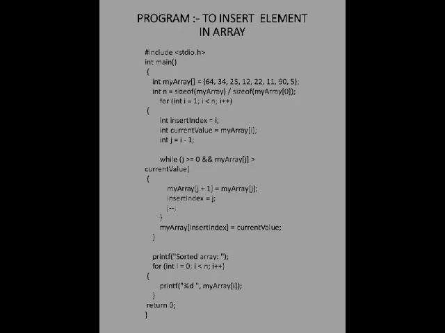 program - to insert element in array #exam