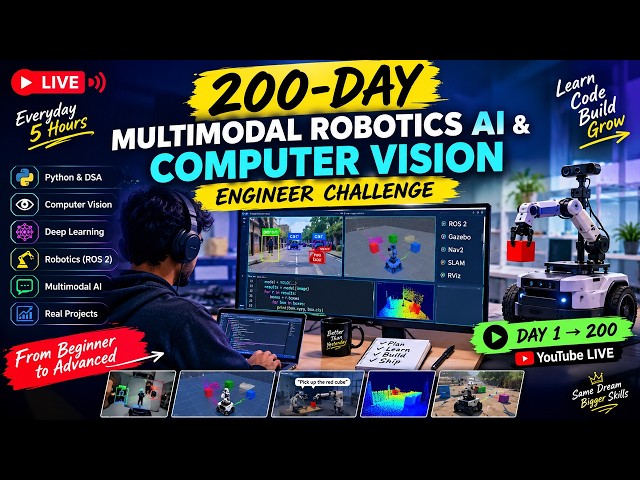 Day 04/200 | Robotics AI & Computer Vision Engineer | 12H Study With Me LIVE | 60/10 Pomodoro