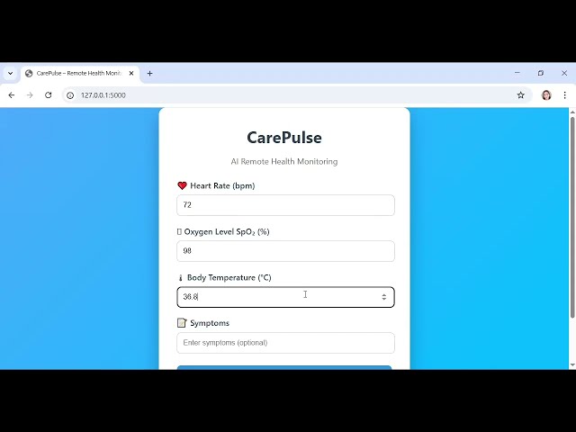 CarePulse - AI Powered Remote Health Monitoring System | Hackathon Demo