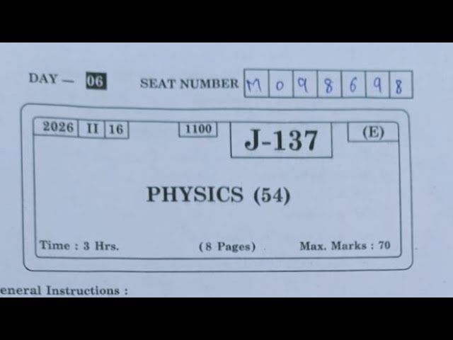Class 12 Physics Question Paper 2026 | HSc Maharashtra Board @Tropical_Science