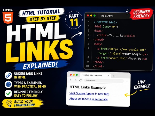 HTML Anchor Tag Explained | Learn HTML Links Step by Step (Beginner Friendly)